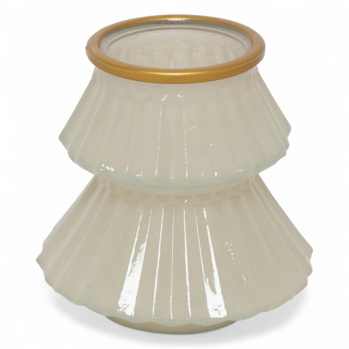 PORTACANDELA VETRO TELLINE CREMA H.11